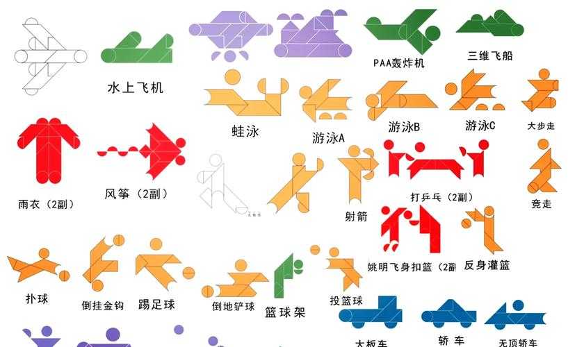 七巧板100种拼法大全:创意拼图玩法与图案教程