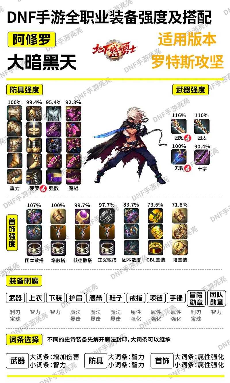 根据提供的DNF装备搭配数据,以下是关键结论与操作建议: