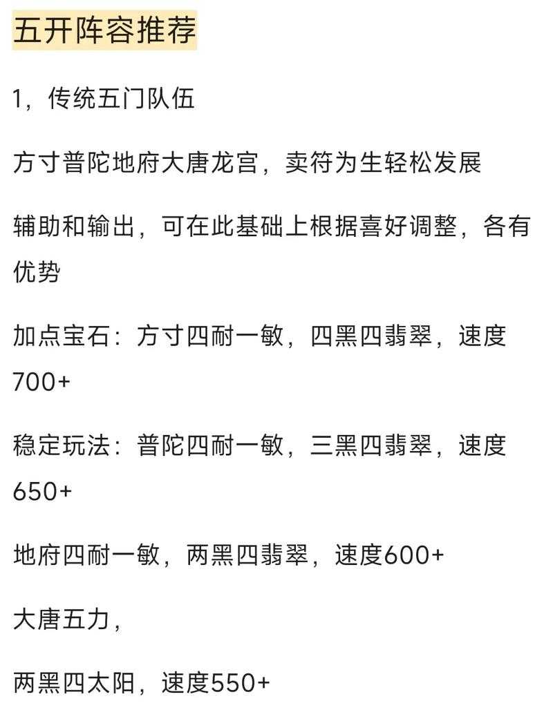 《五门派五开阵容搭配与高效升级攻略》