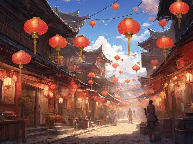 梦幻西游繁华街巷，西游，现实 灯笼
